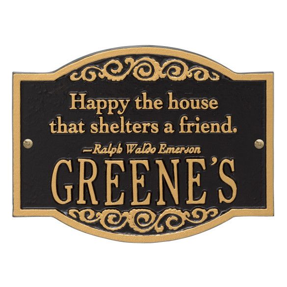 Happy The House Emerson Quote Personalized House Plaque