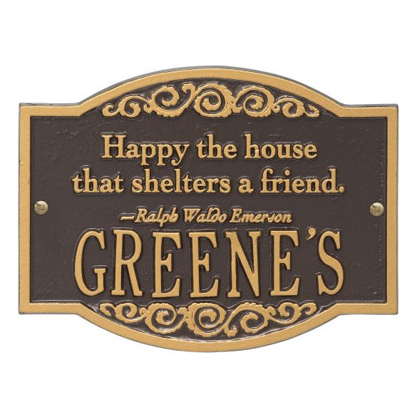 Happy The House Emerson Quote Personalized House Plaque