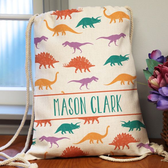 Prehistoric Friends Personalized Drawstring Backpack