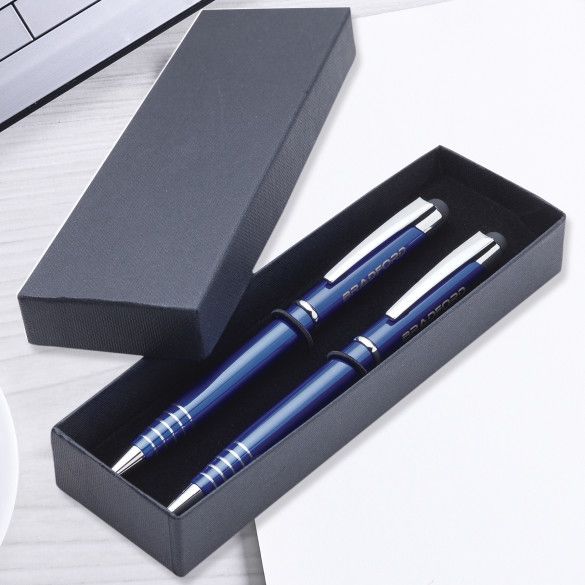 Personalized Blue Ballpoint Pen Set Teacher's Gift