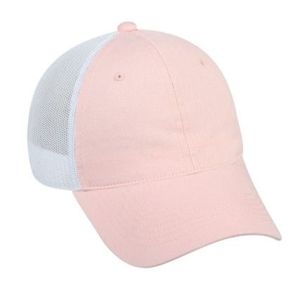 Custom Heavy Garment Washed Mesh Back Cap Pink/White