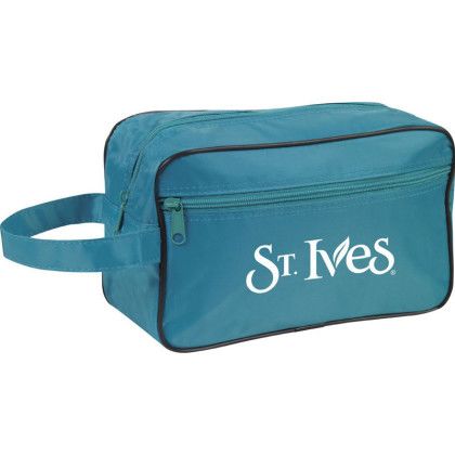 Teal Zippered Toiletry Bag with Logo