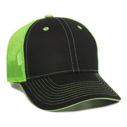 Promo Sandwich Visor with Mesh Back Cap Black/Neon Green