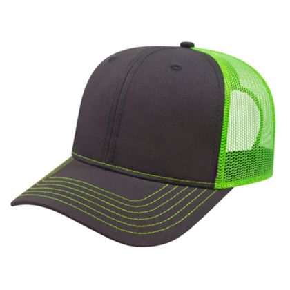 Modified Flat Bill with Mesh Back and Logo charcoal-neon green