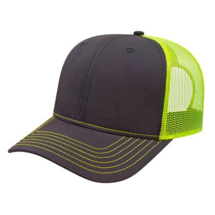 Modified Flat Bill with Mesh Back and Logo charcoal-neon yellow