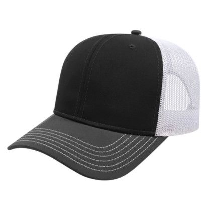 Modified Flat Bill with Mesh Back and Logo black-white-charcoal