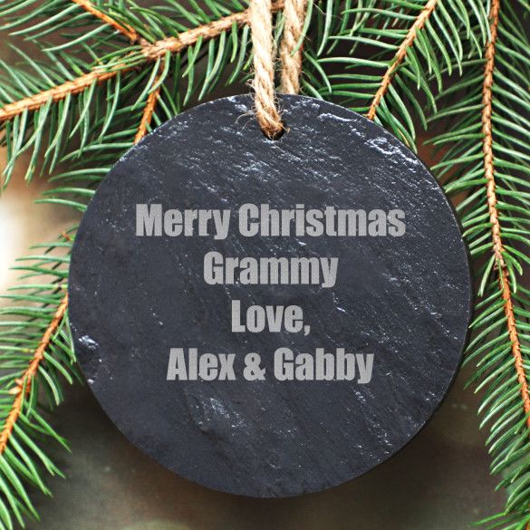 Your Own Words Personalized Round Slate Ornament