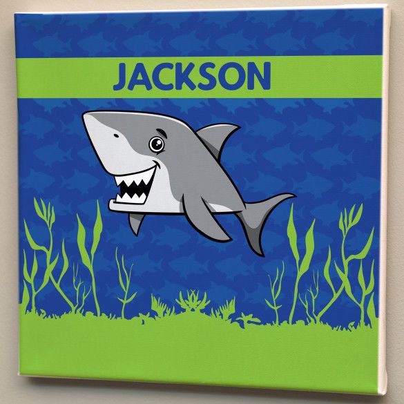 Customized Name Wall Art | Little Boy's Bedroom Shark Art