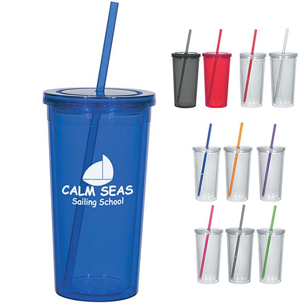 Clear Tumblers with Color Lid, Promotional Tumblers with Colored Lid