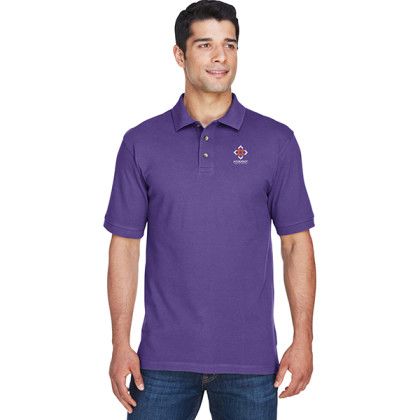 Custom Harriton Men's Ringspun Cotton Pique Polo - Team purple