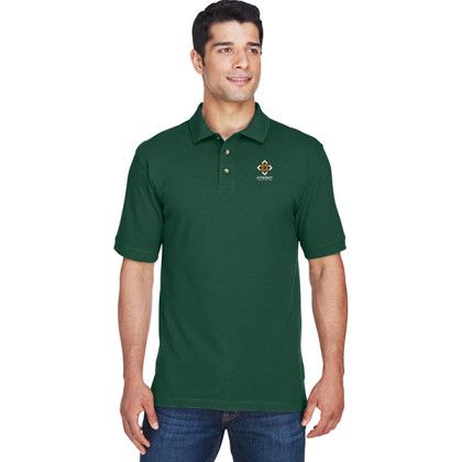 Custom Harriton Men's Ringspun Cotton Pique Polo - Hunter green