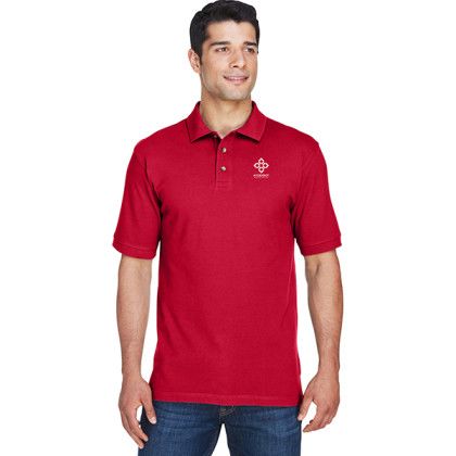 Custom Harriton Men's Ringspun Cotton Pique Polo - Red