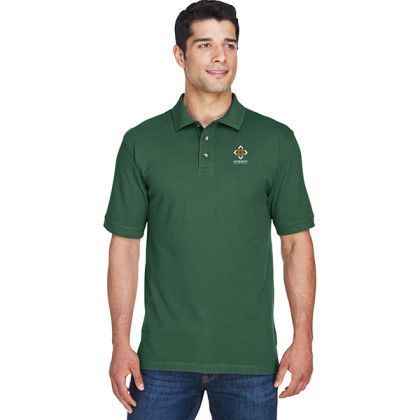 Custom Harriton Men's Ringspun Cotton Pique Polo - Dark green