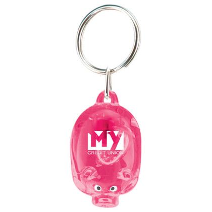 Promo Light Up Piggy Keytag - Translucent pink