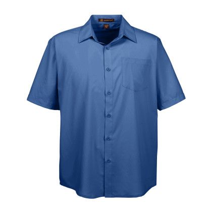 Pool Blue Harriton Men's Paradise Short Sleeve Performance Shirt | Custom Men's Dress Shirts