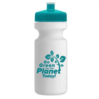 Promotional 22 oz Recycled Eco-Cycle Bottle - White Bottle Teal Cap