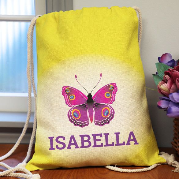 Beautiful Butterfly Personalized Drawstring Backpack