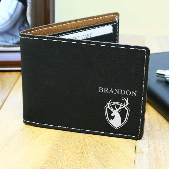 Personalized Trophy Deer Black Bifold Hunting Wallet