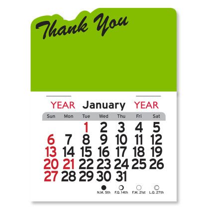 Peel-N-Stick® Calendar - Thank You - Apple Green