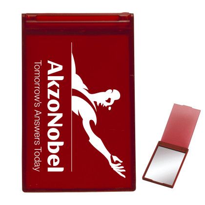 Translucent Red Rectangular Compact Mirrors with Company Logo