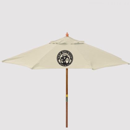 Wood Market Umbrella 9' with Logo Natural