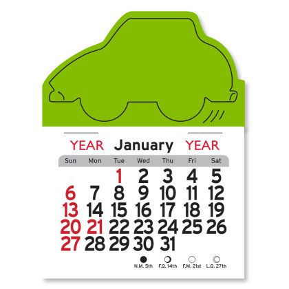 Peel-N-Stick® Calendar - Car - Apple Green