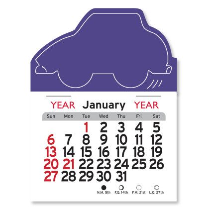 Peel-N-Stick® Calendar - Car - Purple