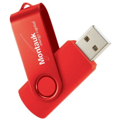 Imprinted Two-Tone Rotate Flash Drive-2 GB - Corporate Red