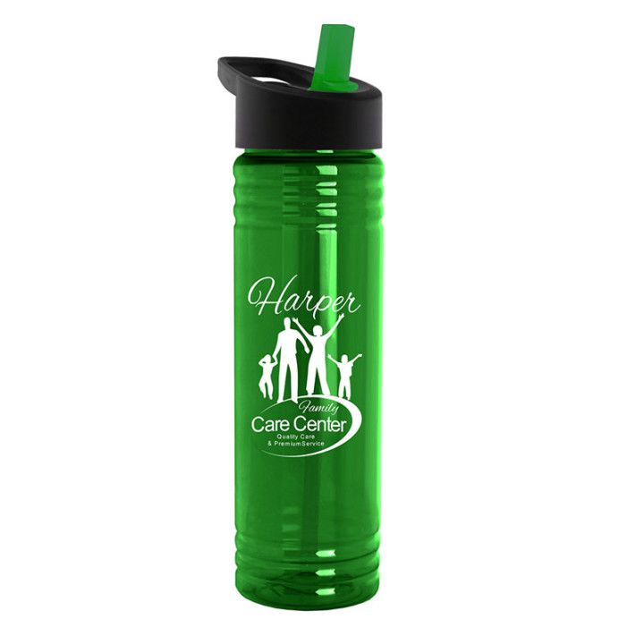 Custom Imprinted 24 Oz Slim Fit Water Bottles with Flip Straw Lid