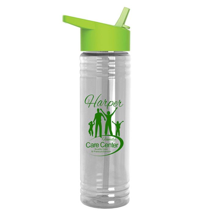 Custom Slim Fit Water Bottles Flip Straw Lid | Imprinted Water Bottles