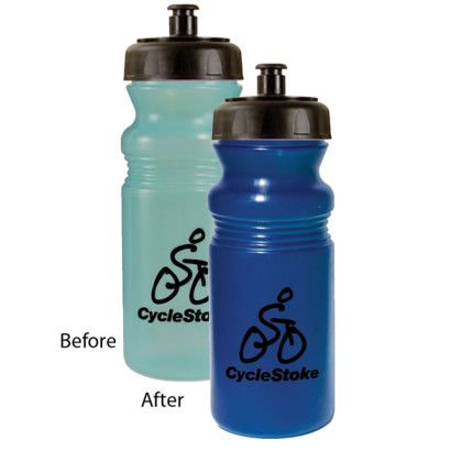 Light Green/Blue Personalized Mood Color Change Bike Bottles | Promotional Bike Bottles that Change Color | Bulk Sport Bottles