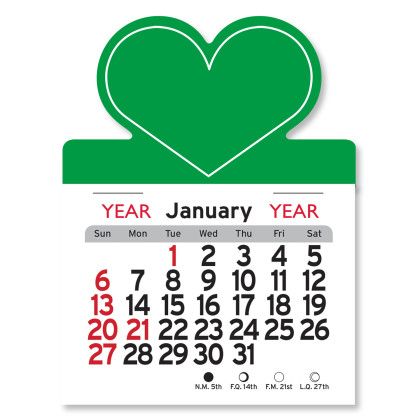 Peel-N-Stick® Calendar - Heart - Grass Green