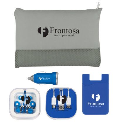 On The Go Company Logo Mobile Tech Essentials Kits - Blue