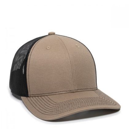 Custom Embroidered Ultimate Trucker Cap - Khaki/black