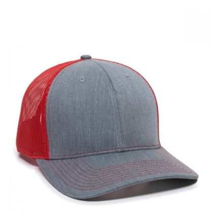 Custom Embroidered Ultimate Trucker Cap - Heathered grey/red Custom Embroidered Ultimate Trucker Cap - Heathered grey/red