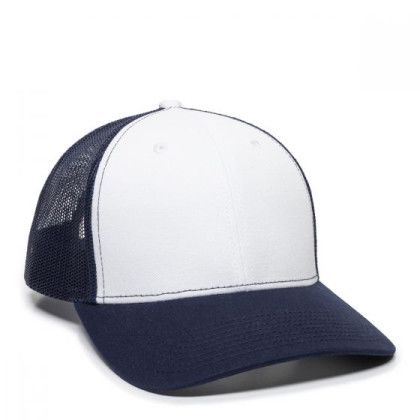 Custom Embroidered Ultimate Trucker Cap - White/navy/navy