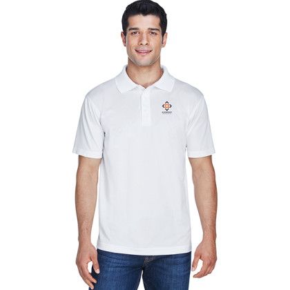 White Promotional Harriton Men's Polytech Polo | Embroidered Polo Shirts