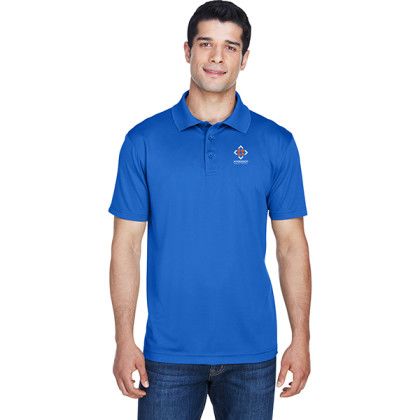 True Royal Company Logo Embroidered Harriton Men's Polytech Polo