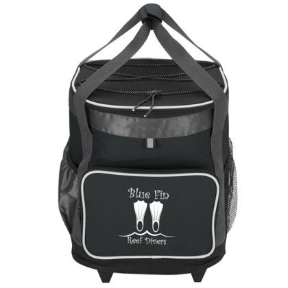 Black 24 Can Custom Rolling Cooler | Wholesale Outdoor Drinkware Accessories 