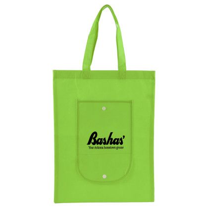 Imprinted Cove Fold Up Tote Bag - Lime green