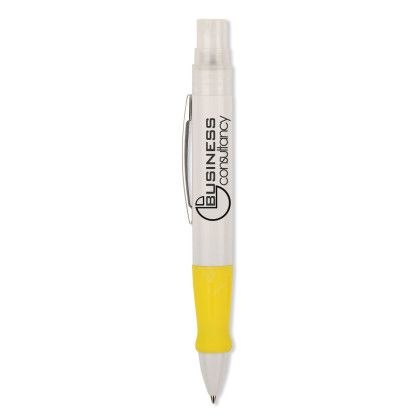 Yellow 2-in-1 Branded Twist Pens with Hand Sanitizer | Imprinted Pens Yellow 2-in-1 Branded Twist Pens with Hand Sanitizer | Imprinted Pens