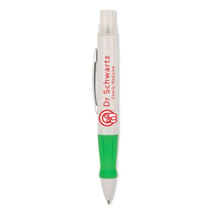 Green Imprinted 2-in-1 Pen with Hand Sanitizer | Custom Twist Pens Green Imprinted 2-in-1 Pen with Hand Sanitizer | Custom Twist Pens