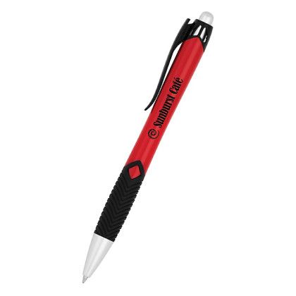 Printed Ergo Diamond Cello-Wrapped Click Pen - Red