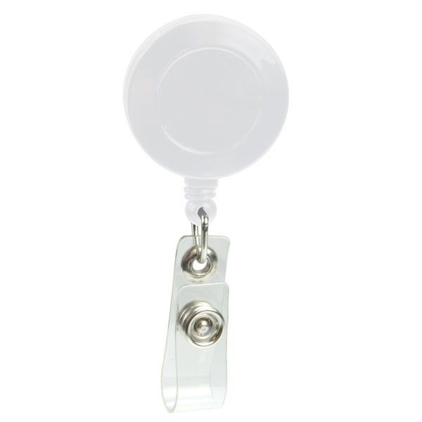 Promotional 30 Cord Round Retractable Badge Reel with Metal Slip Clip Backing and Badge Holder