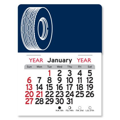 Peel-N-Stick® Calendar - Tire - Navy blue