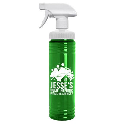 Imprinted Transparent Spray Bottle 24 oz. Green
