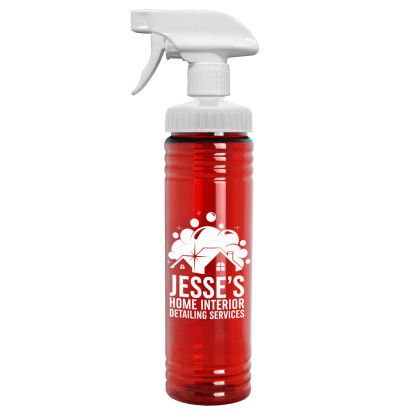 Imprinted Transparent Spray Bottle 24 oz. Red