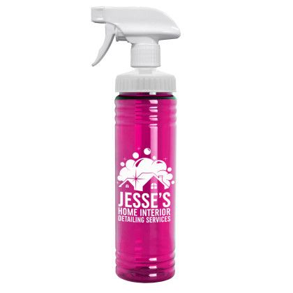Imprinted Transparent Spray Bottle 24 oz. Fuchsia
