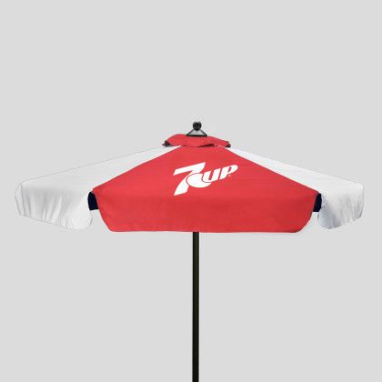 Promotional 7' Steel Market Umbrella Red White w/ Valance