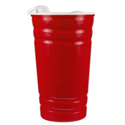 Imprinted Fiesta Cup with Lid - Red
